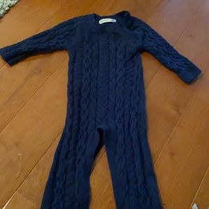 Hope & Henry Navy Cable Knit Coverall